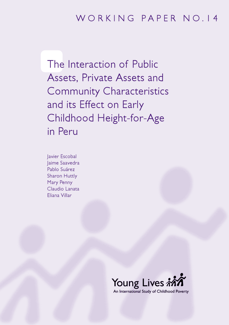 Documento de Trabajo 14 - La interacción de activos públicos, activos privados, y características de la comunidad y sus efectos en el peso para la edad de la primera infancia en el Perú (solo disponible en inglés)