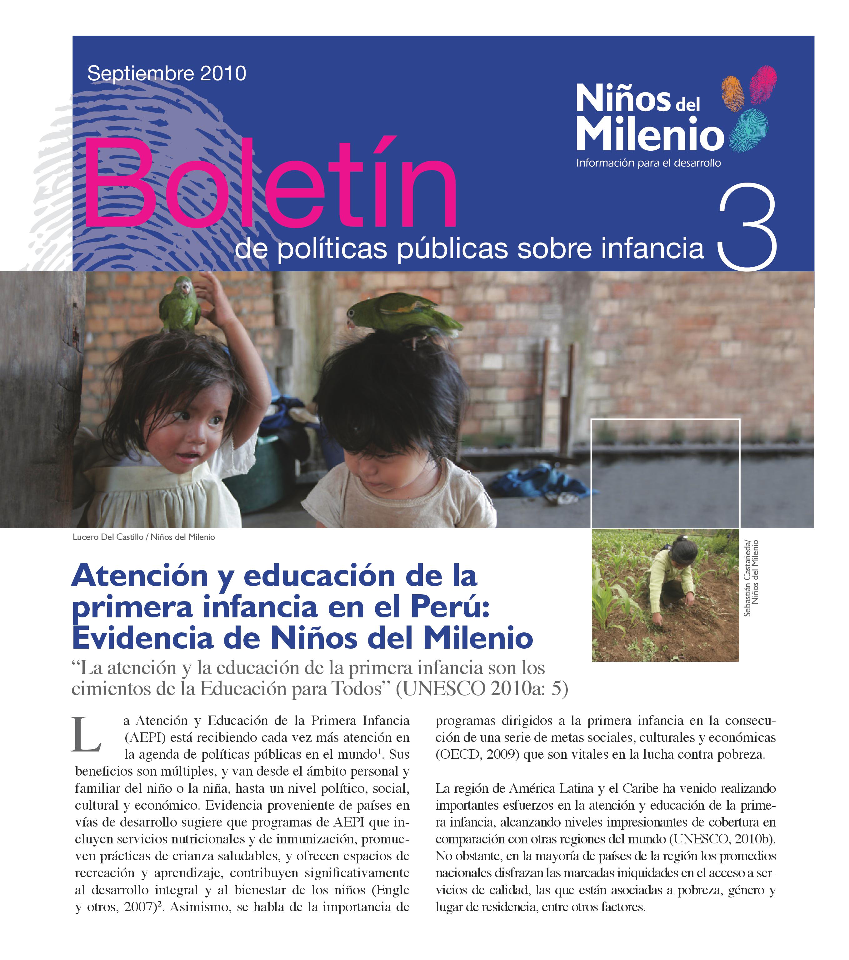 Atención y Educación de la Primera Infancia (AEPI): Evidencia de Niños del Milenio