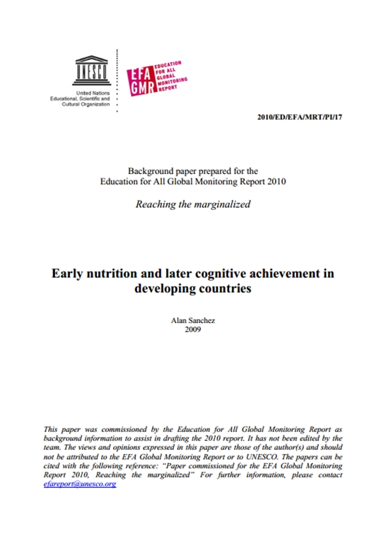 Nutrición temprana y el posterior rendimiento cognitivo en los países en desarrollo