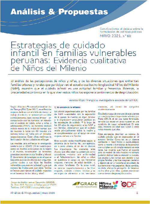 Estrategias de cuidado infantil en familias vulnerables peruanas: Evidencia cualitativa de Niños del Milenio
